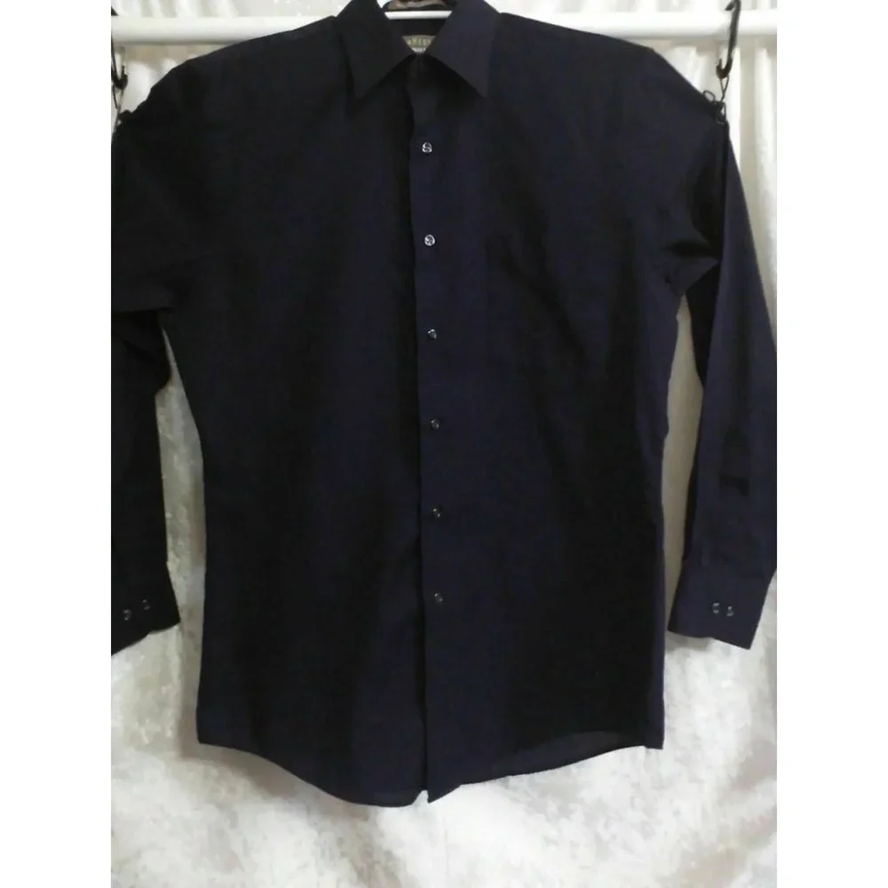 Van Heusen Men's Shirt Casual/Dress Long Sleeve Poly/Cotton Purple 15.5 (34/35) - Picture 10 of 16